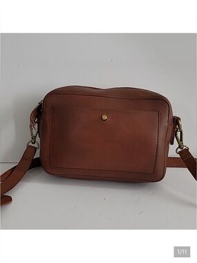 Madewell The Transport Brown Leather Crossbody  Camera Bag
